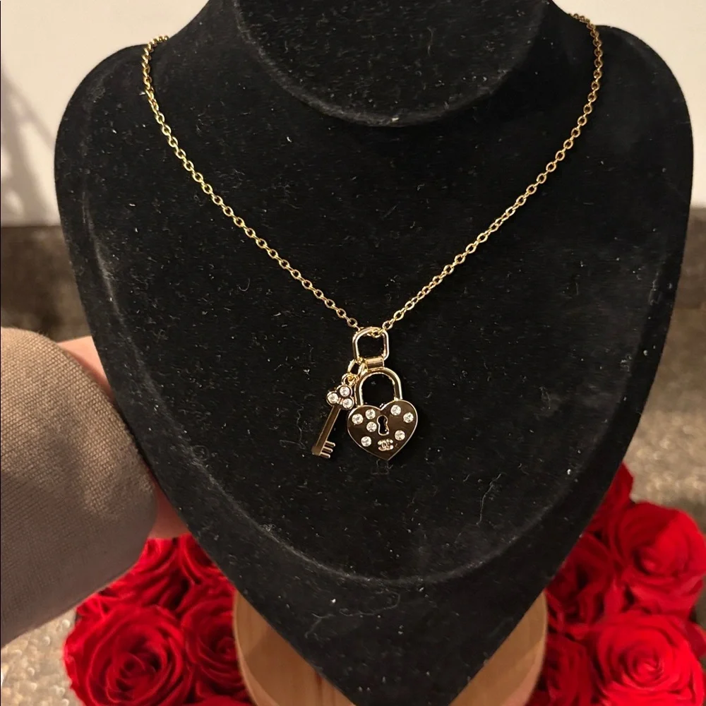 CC gold heart and key stainless steel gold plated Necklace